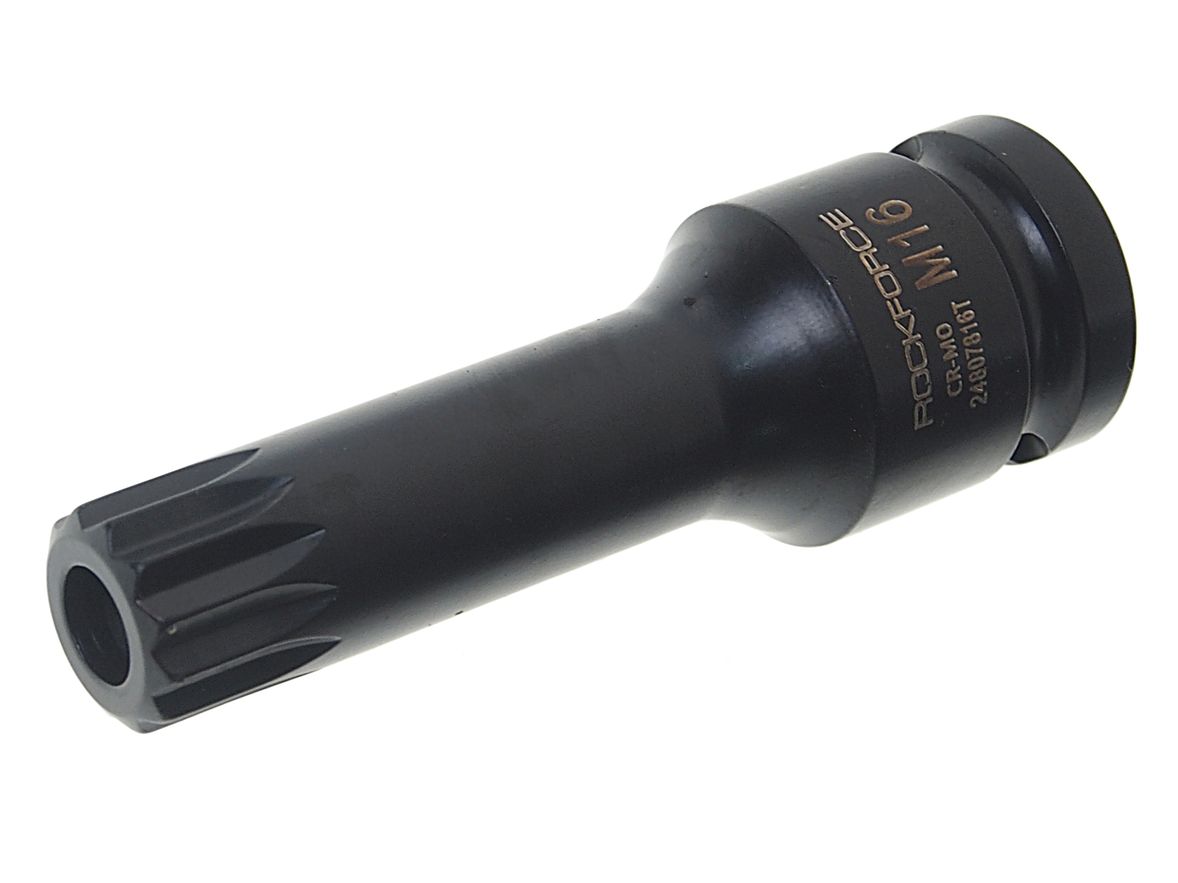 Головка-бита SPLINE глубокая ударная 1/2", M16 с отверстием ROCKFORCE RF-24807816T /1