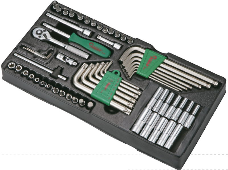 Ложемент головки,аксессуары 1/4" 62 предмета