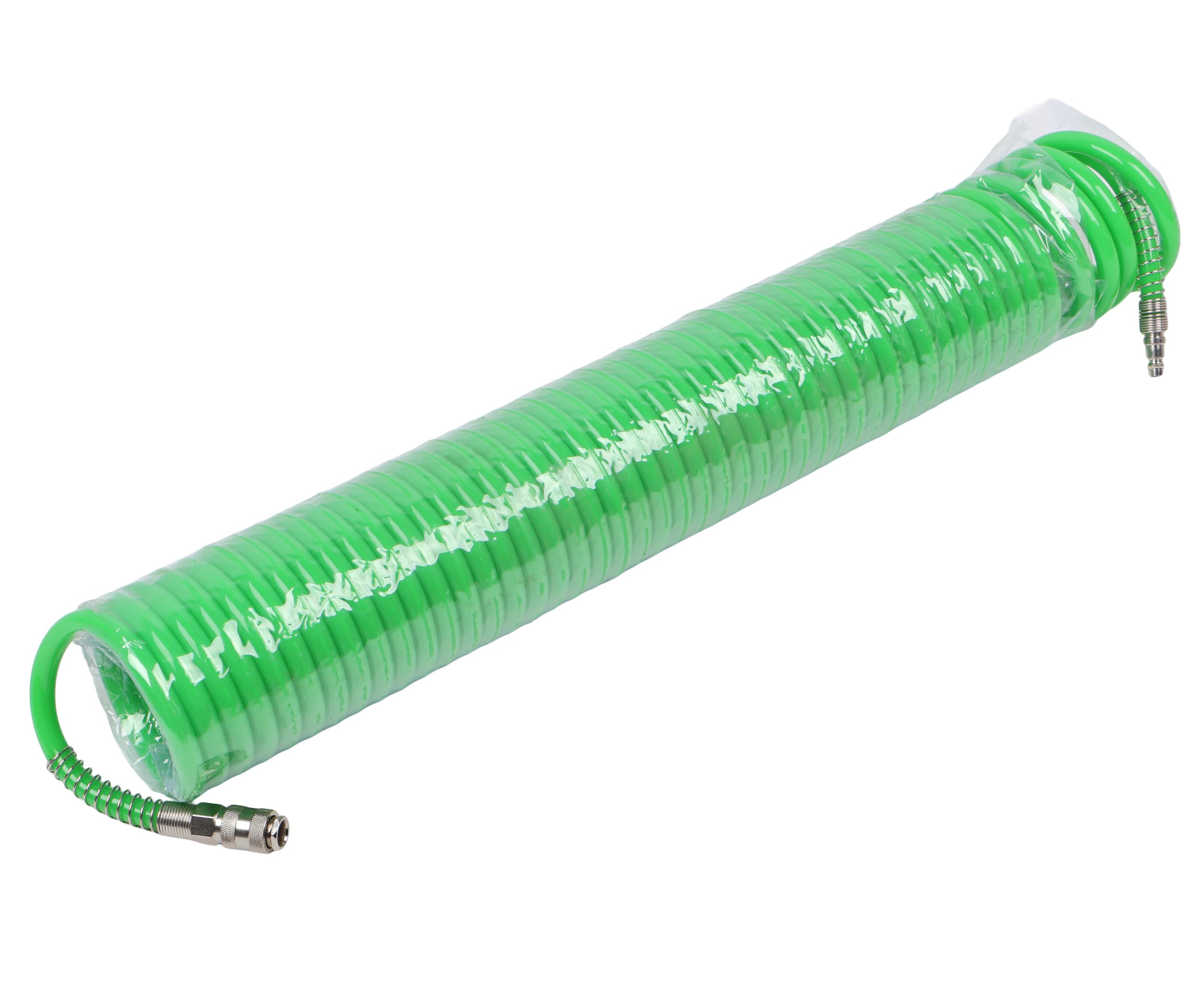 Шланг витой RF-1410-15Green полиуретановый 14ммх10ммх15м с быстроразъемами ROCKFORCE /1/12