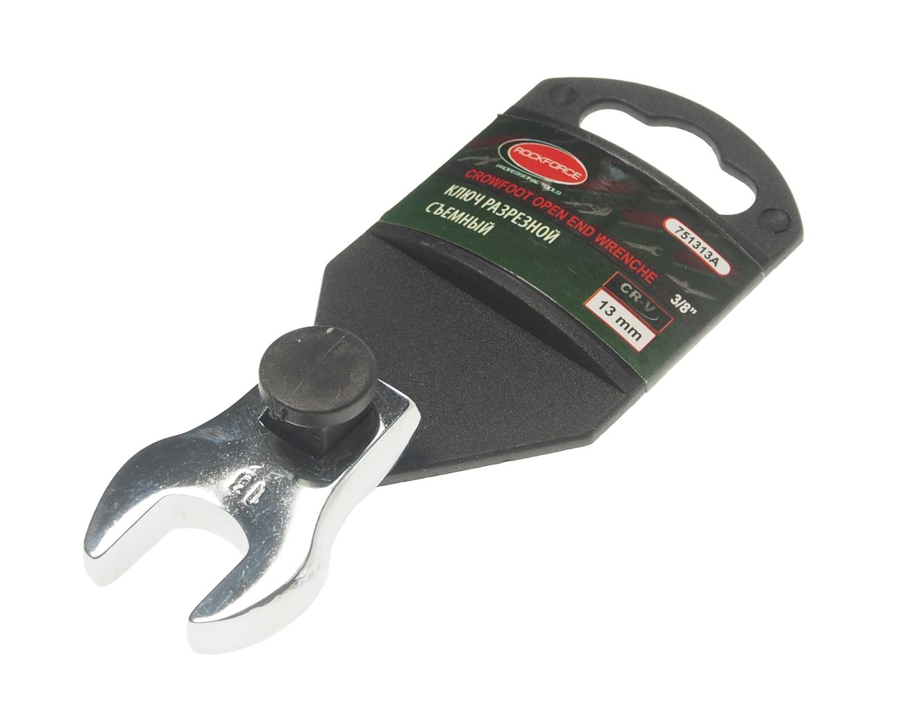 Ключ рожковый 13мм RF-751313A съемный 3/8", на пластиковом держателе ROCKFORCE /1