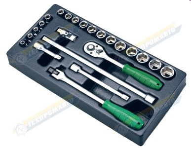 Ложемент 3/8" с набором головок и аксессуары 23 предмета