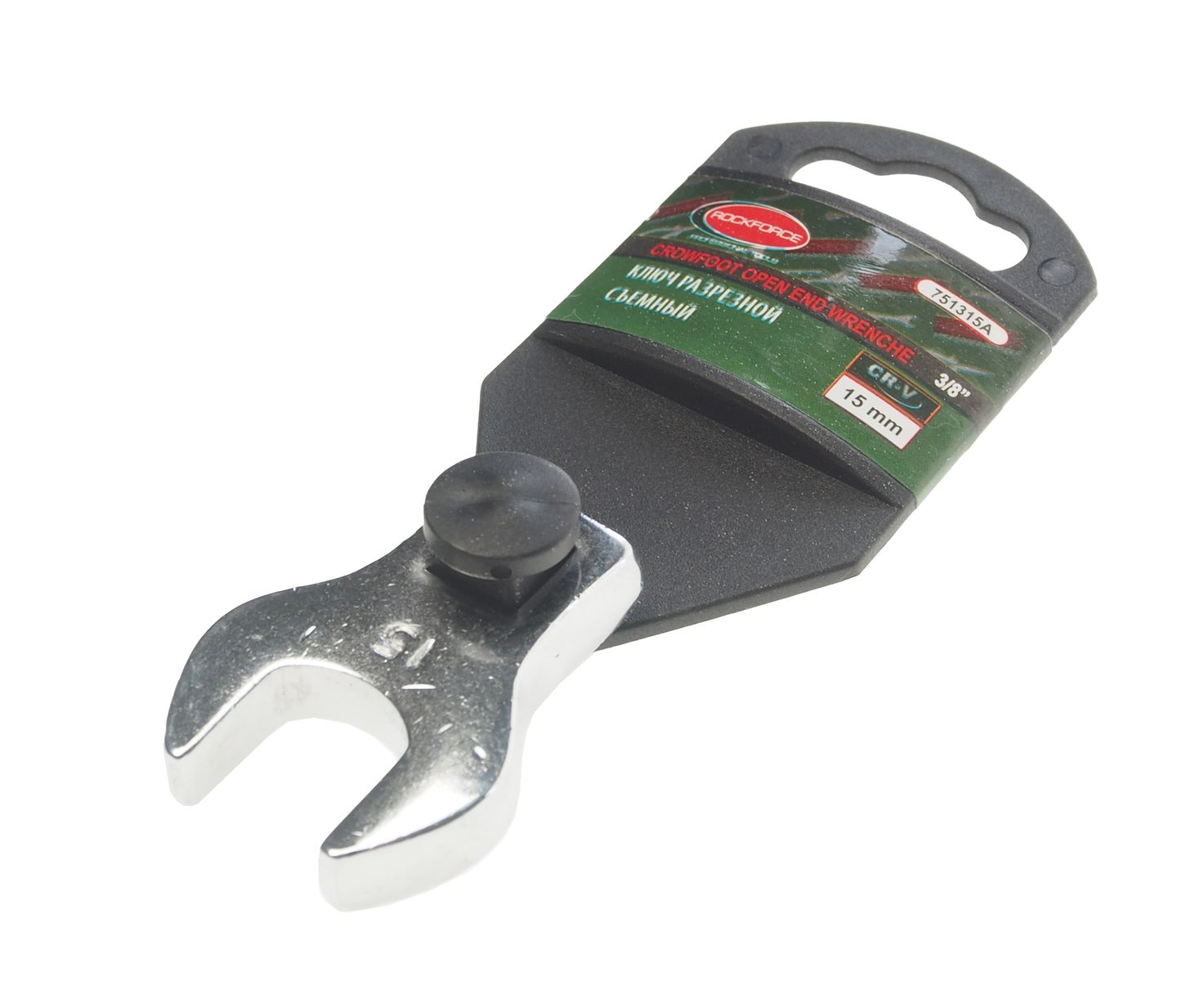 Ключ рожковый 15мм RF-751315A съемный 3/8", на пластиковом держателе ROCKFORCE /1