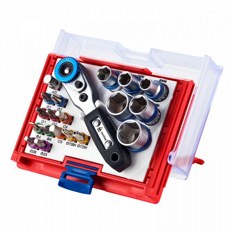 Набор вставок (бит) 1/4"", TORX, HEX, PZ, PH, SLOT, 20 предметов