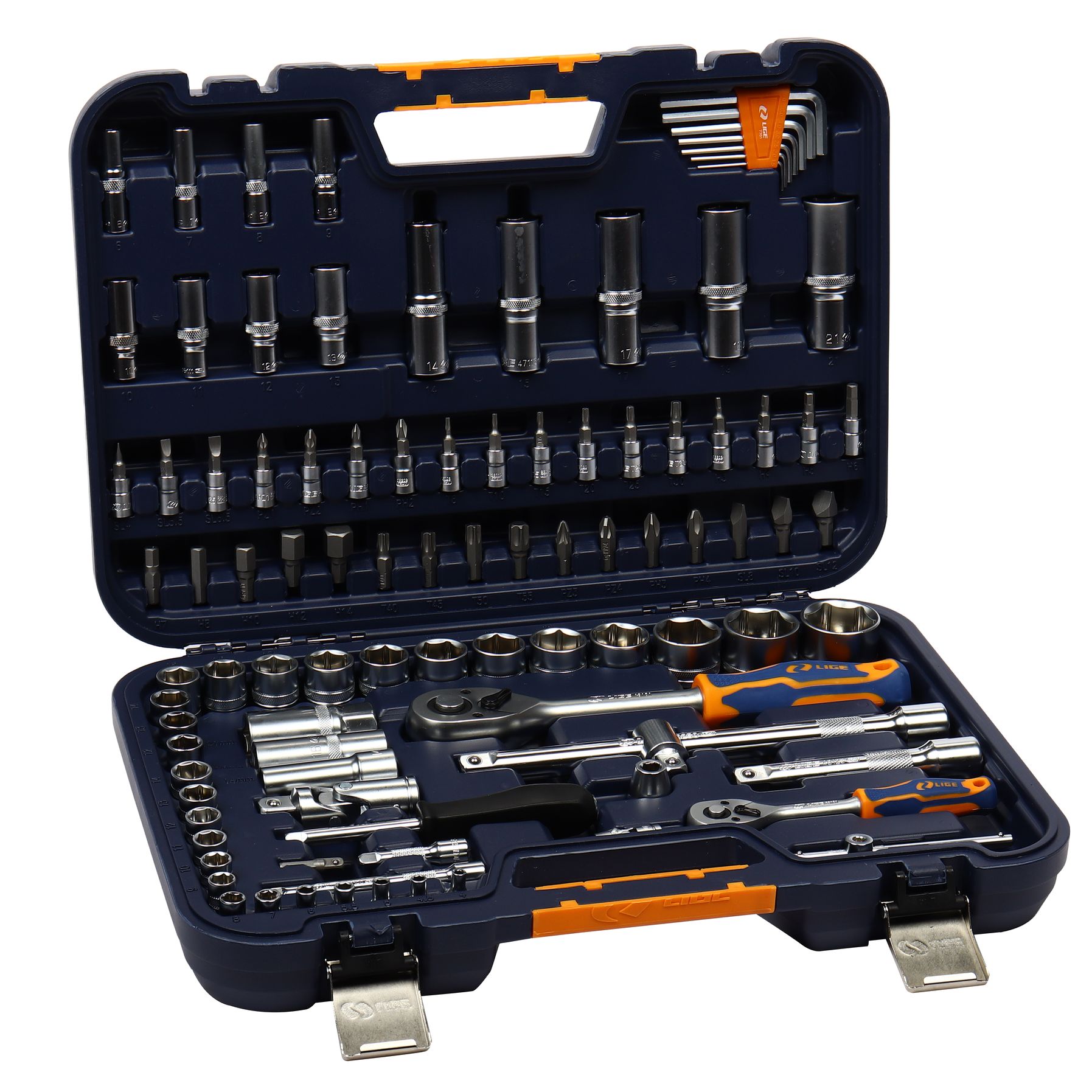 Набор торцевых головок 1/2"&1/4" 6-гранный 97пр., в кейсе LG-S1097 LIGE /1/3