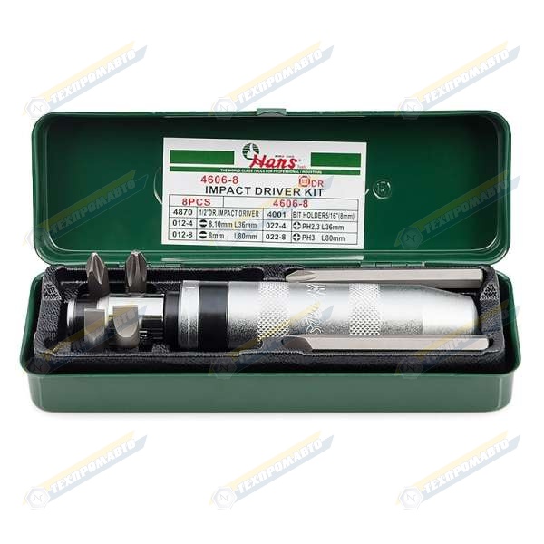 Ударная отвертка с битами 1/2" 8 предметов