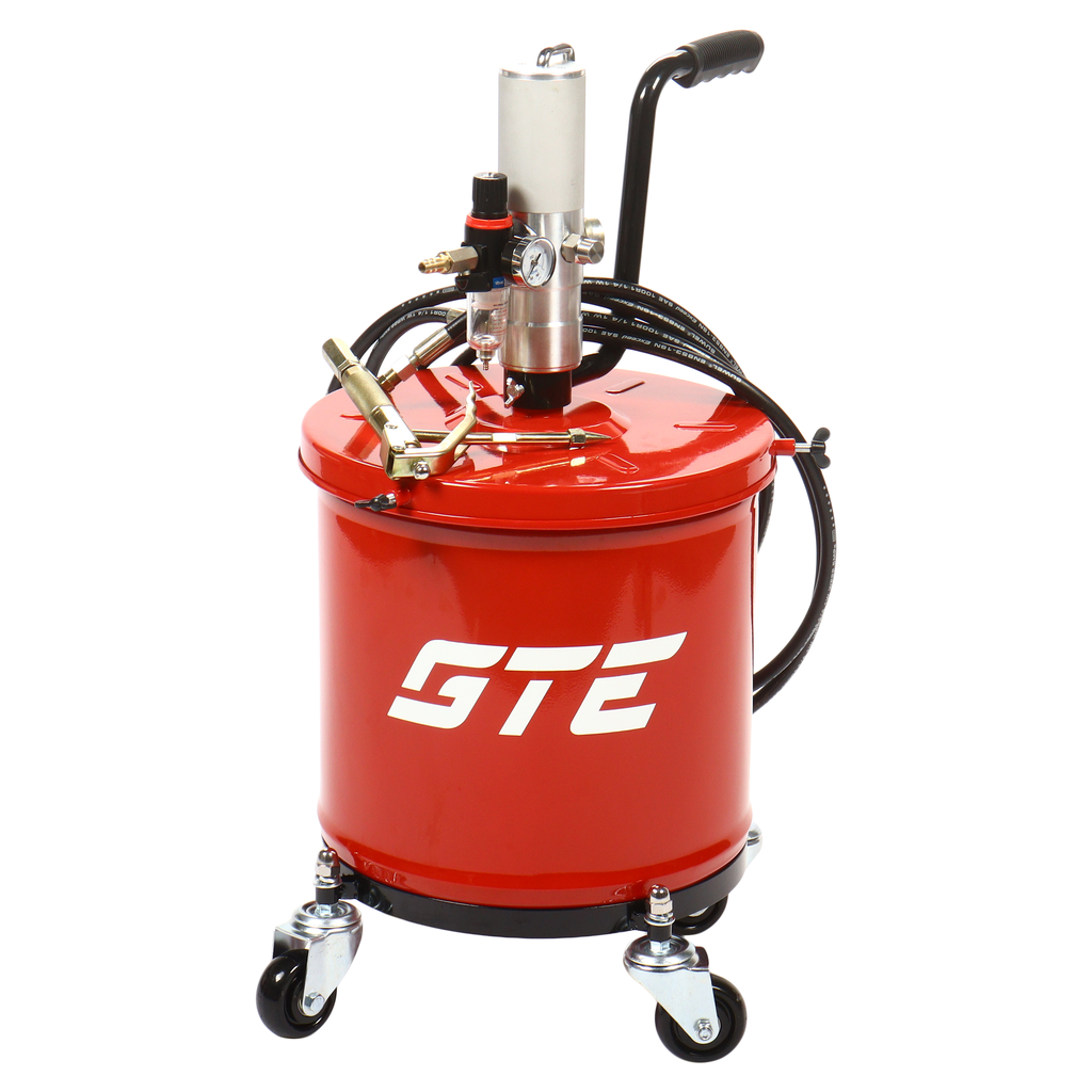 GTE-K14103 - Установка для раздачи густых смазок 50:1 40л пневматическая GTE - Установка для подачи густых смазок (солидолонагнетатель) с пневматическим приводом GTE-K14103 позволяет быстро смазать под высоким давлением узлы любого автомобиля или механизм