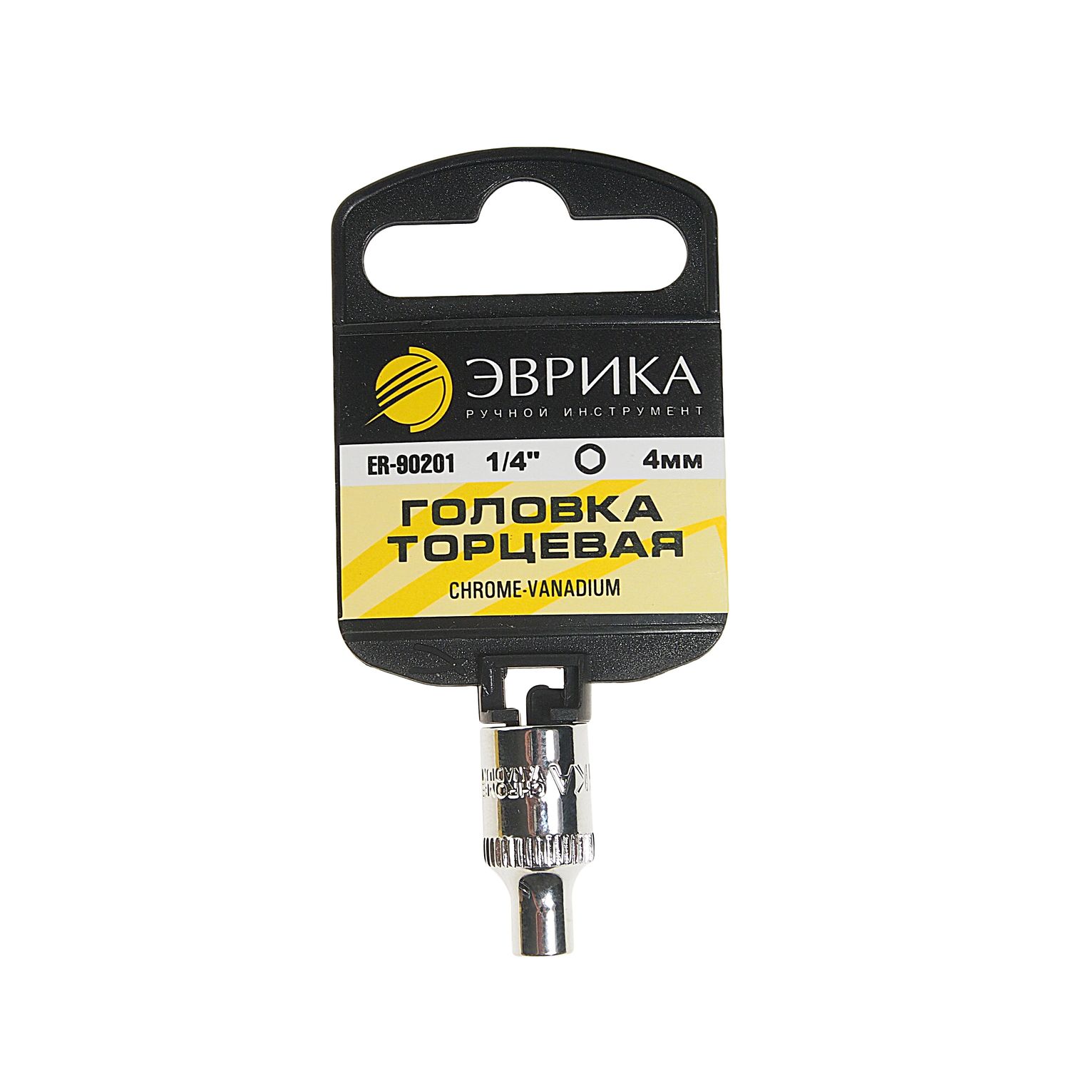 Головка торцевая  4мм 1/4" 6-гранная L=30мм (с держателем) ЭВРИКА ER-90201H 1/384