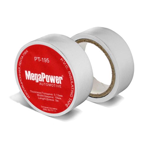 Лента изоляционная PT-195 WHITE 19мм х 5м (белая) MEGAPOWER /10/500 HIT