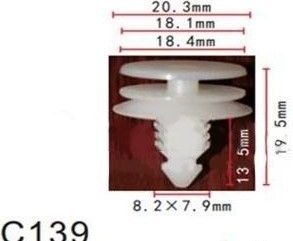 Клипса для крепления внутренней обшивки а/м универсальная пластиковая (100шт/уп.) Forsage F-C139(universal)