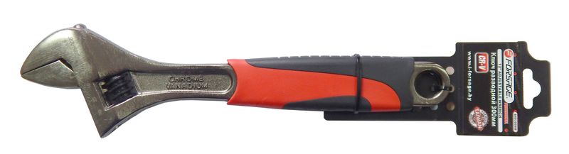 Ключ разводной с резиновой рукояткой 12"-300мм (захват 35мм), на пластиковом держателе Forsage F-649300AB