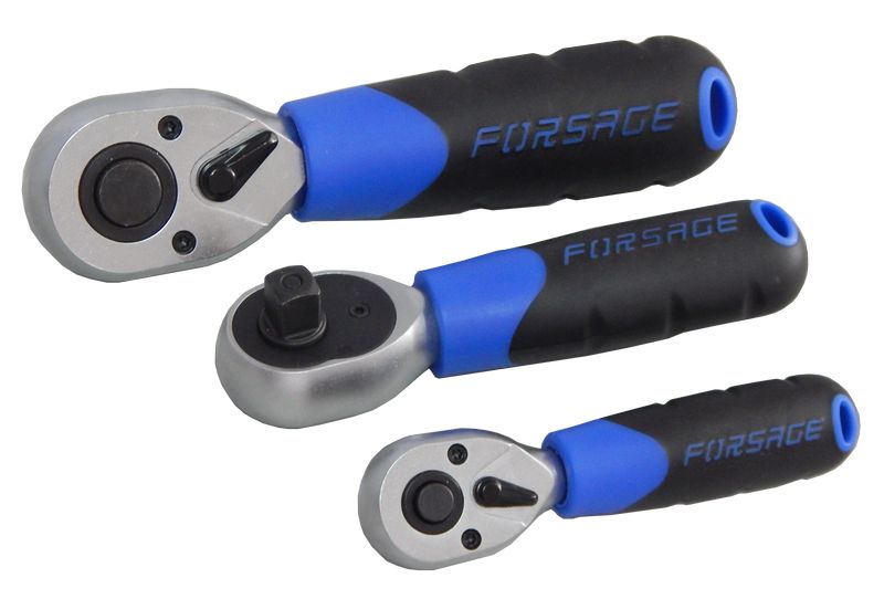 Трещотка реверсивная короткая1/2"L-170мм с резиновой ручкой (72зуб) Forsage F-802419
