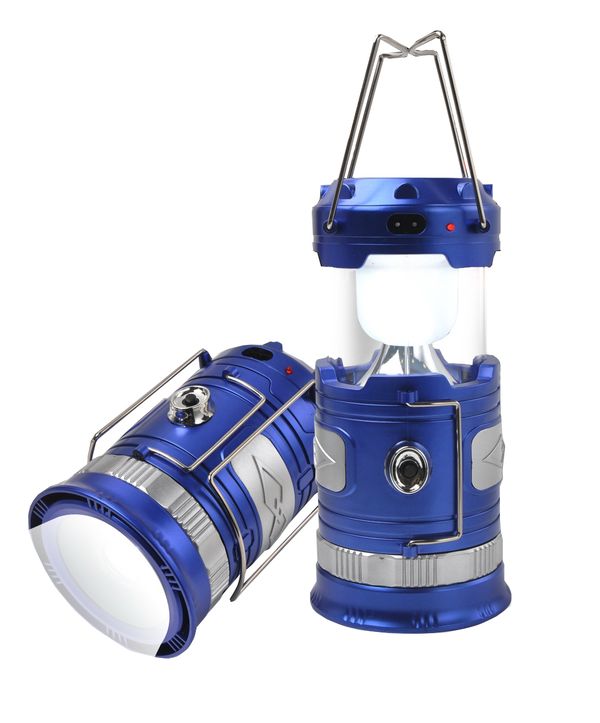 Фонарь трансформер  светодиодный аккумуляторный Blue (1 LED+6 LED, зарядка 220V + солнечная батарея) Forsage F-RF-D017(blue)
