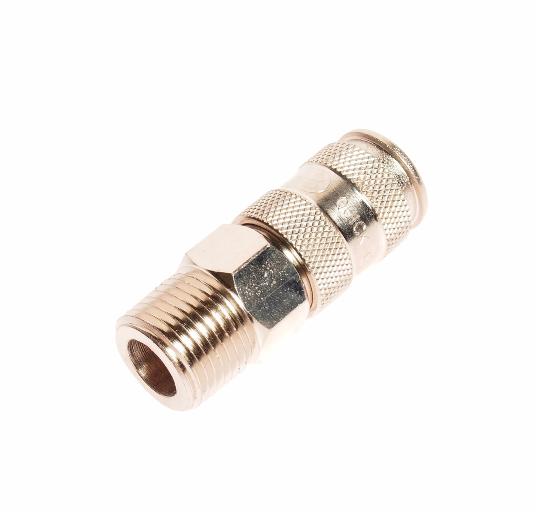 JTC-D40SMA - Переходник для компрессора M1/2" быстросъемный с клапаном наружная резьба JTC -  
Изготовлены из легированной стали. 
Рабочее давление: 20 кг. 
Тип: 40SMA.  
Размер: 1/2" РТ male (европейский стандарт).  
Габаритные размеры: 60/20/2