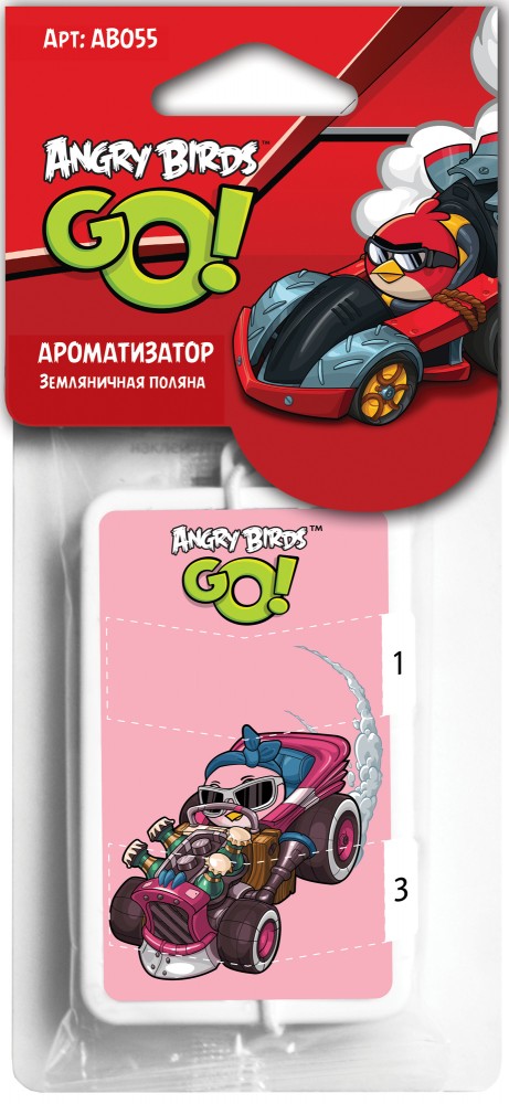 Ароматизатор Angry Birds подвесной твердый, Земляничная поляна