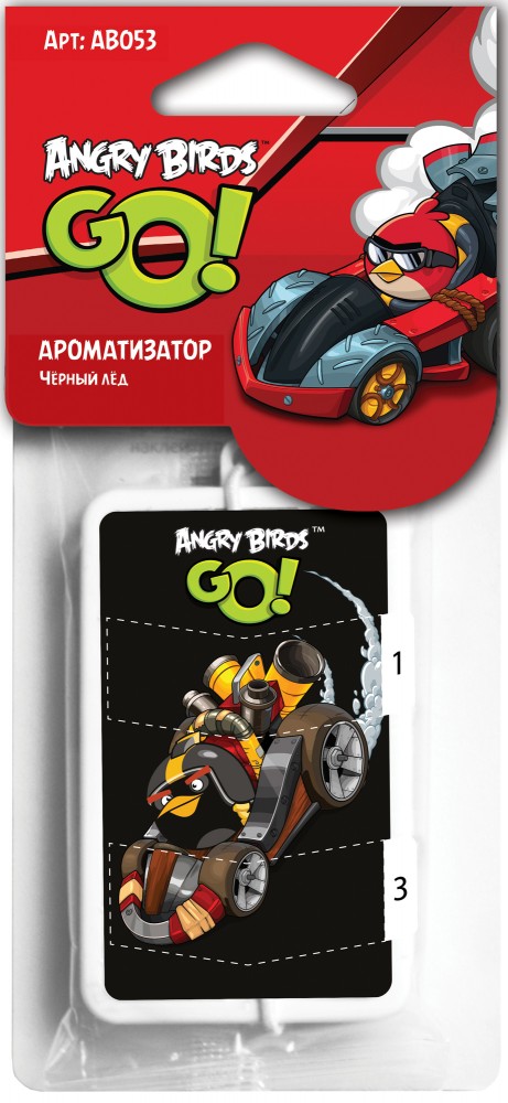 Ароматизатор Angry Birds подвесной твердый, Черный лед