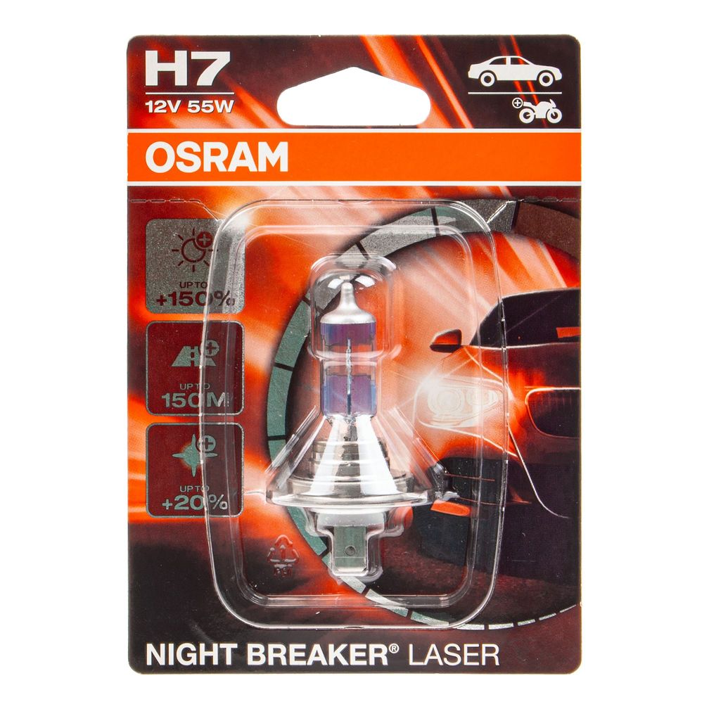 Автолампа H7 (55) PX26d+150% NIGHT BREAKER LASER  3750K (блистер)  12V OSRAM /1/10