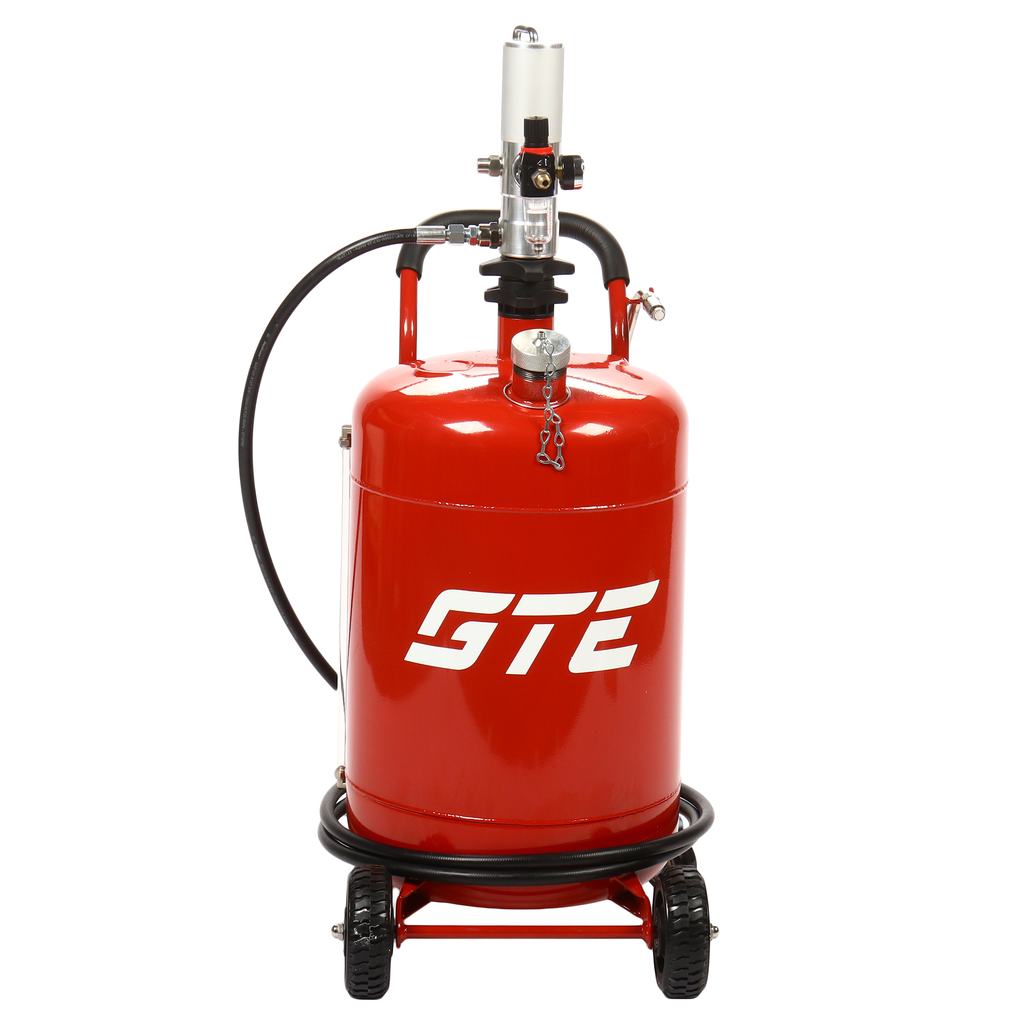 GTE-T14105 - Установка для подачи масла 70л с пневмоприводом GTE - Пневматическая установка для подачи масла GTE-T14105 представляет собой стальную емкость объемом 70 л, c ручкой для удобства перемещения в помещении автосервиса, оборудована пневматическим