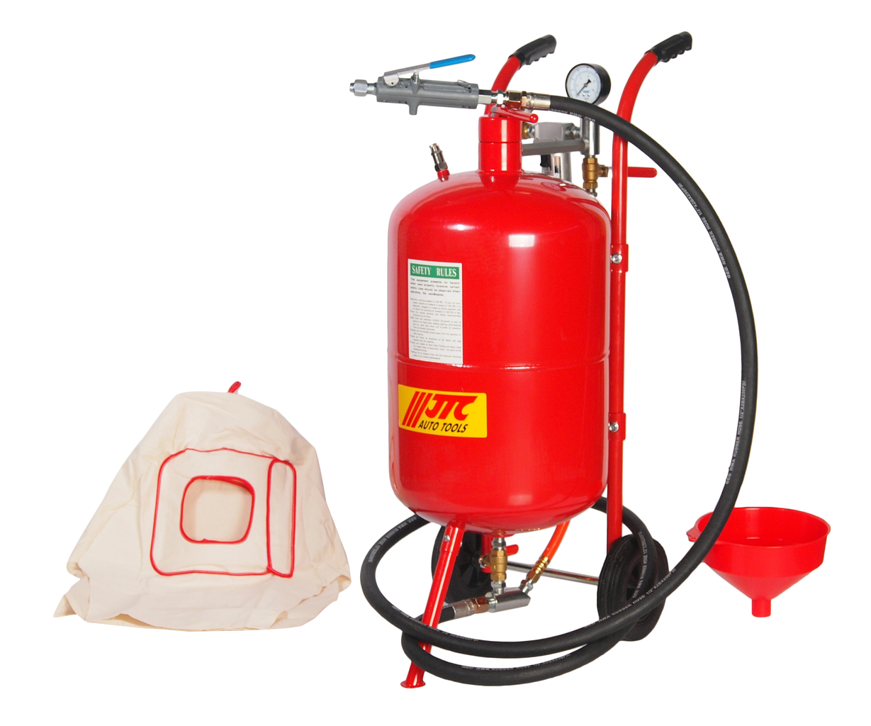 JTC-5324 - Аппарат пескоструйный 38л шланг 1/2", 250PSI JTC - Комплектация 

Пескоструйный аппарат.
Пистолет с комплектом форсунок.
Шланг.
Воронка для загрузки абразива.
Маска.


Описание

Емкость бака: 38 л.
Диапазон рабочего давления: 4-8 ат