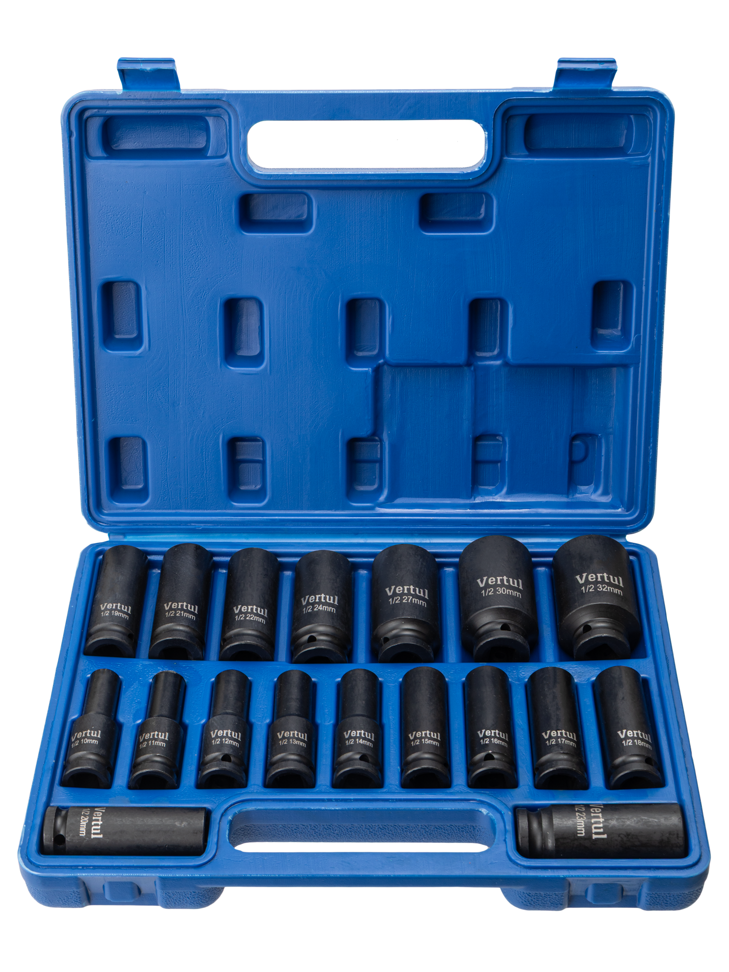 Набор ударных головок удлиненных 1/2″ 18 пр. 10-32 мм VR84218