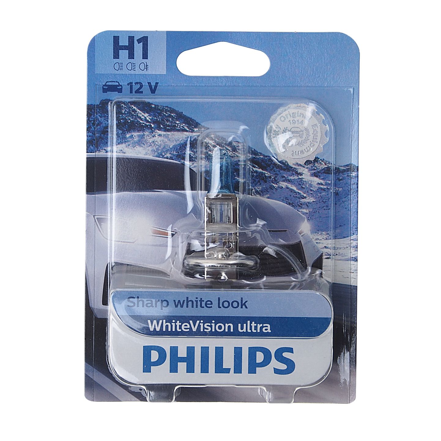 Автолампа H1 (55) P14,5s WhiteVision ultra 3700K (блистер) 12V PHILIPS /1/10