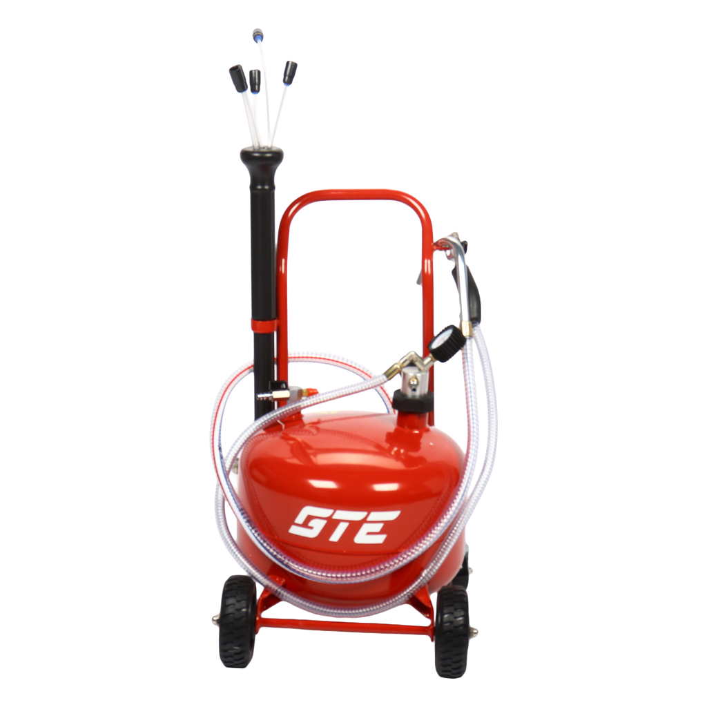 GTE-T14103 - Установка для замены масла 25л пневматическая GTE - Мобильная пневматическая установка для откачки масла GTE-T14103 емкостью бака 25&nbsp;литров. Подходит для быстрой замены моторного или трансмиссионного масла любого автомобиля.

Характери
