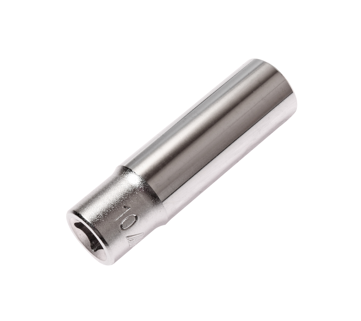 JTC-25210 - Головка торцевая 1/4" 10мм глубокая L=50мм JTC - 
  6 граней, метрический размер. 
  Изготовлена из закаленной хром-ванадиевой стали.    
  Размер: 1/4&rdquo;х10 мм.
  Общая длина: 50 мм.    
  Количество в оптовой упаковке: 20 шт. и 500 