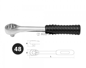 Трещотка 1/4" 48 зуб. MASTER 22123-48 резин. ручка, 140мм Киров