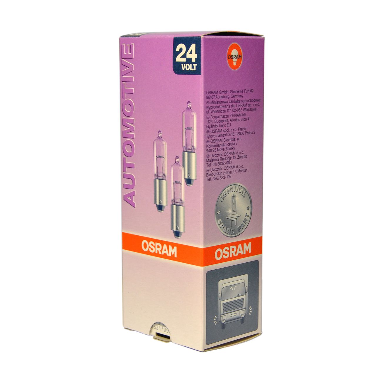 Автолампа H21W (BAY9s) HALOGEN 24V OSRAM /10/50