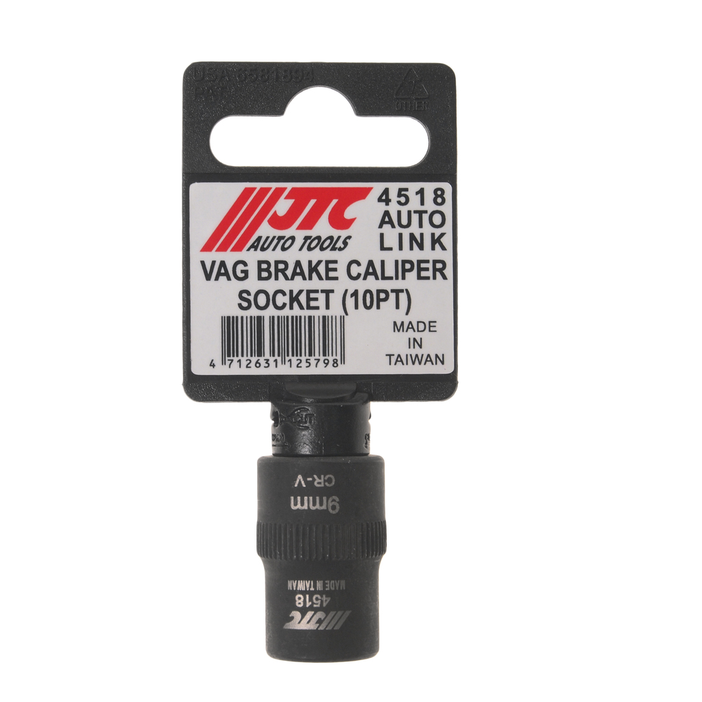 JTC-4518 - Головка для демонтажа суппортов 3/8" (VW Touareg AUDI Q7 PORSCHE) JTC - 
Используется для снятия и установки суппортов.
Размер: 3/8"Dr.9 мм. х 10PT, 31 мм. (длина).
Применение: Porsche, VW Touareg, Audi Q7.
