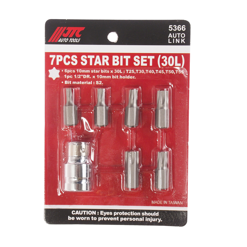 JTC-5366 - Набор бит 1/2" TORX Т25-55 7 предметов JTC - 
В комплекте: Т25, Т30, Т40, Т45, Т50, Т55.
Материал: S2.
Размер: 30 мм
