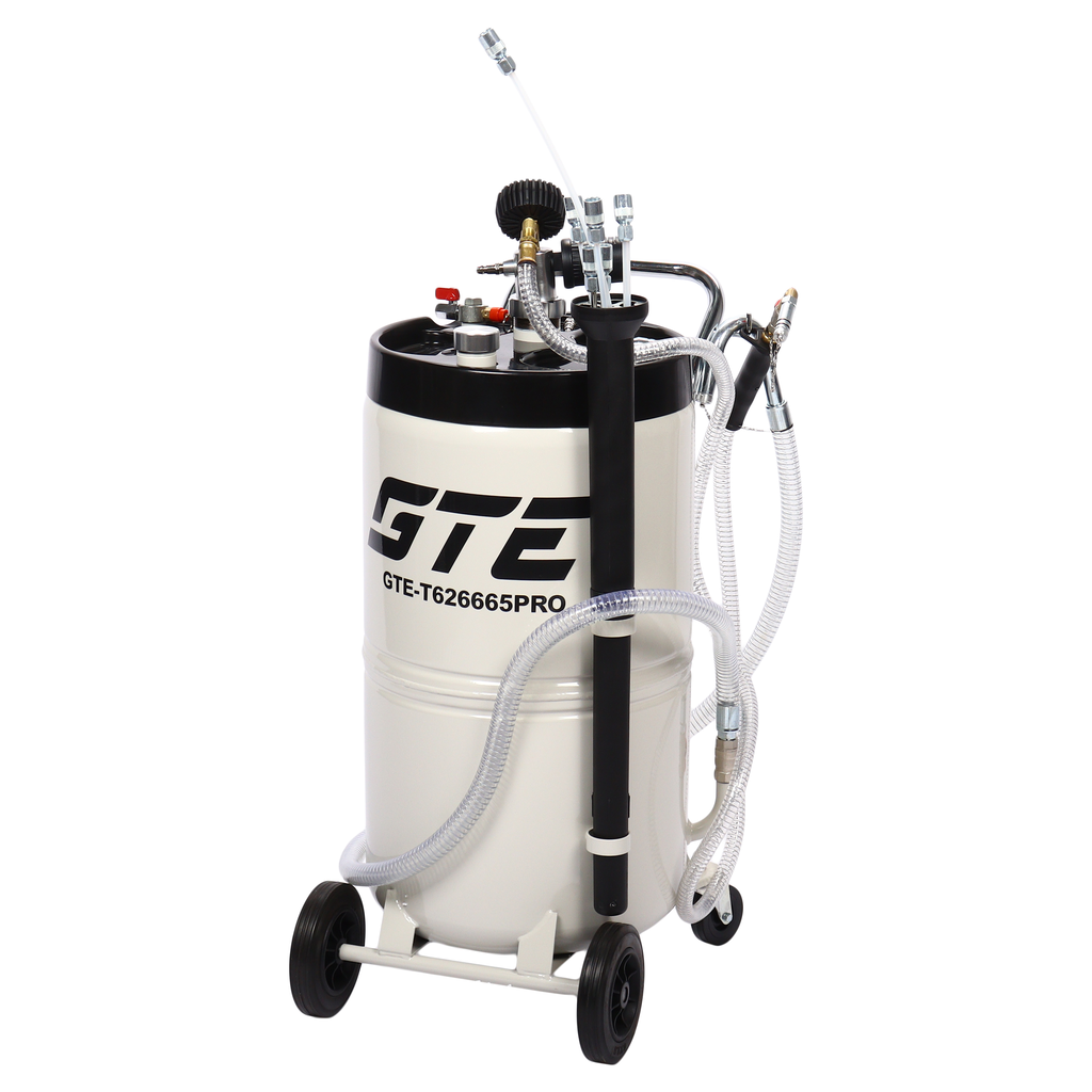 GTE-T626665PRO - Установка для замены масла 65л GTE - Установка для откачки отработавшего моторного и трансмиссионного масла. Подходит для замены масла автомобилей всех типов, строительной техники.

Откачивание масла производится при помощи прилагаемых 