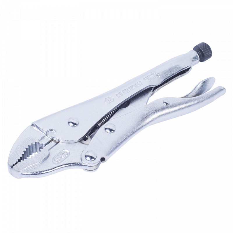 Зажим с фиксатором 125 мм, с закругленными губками