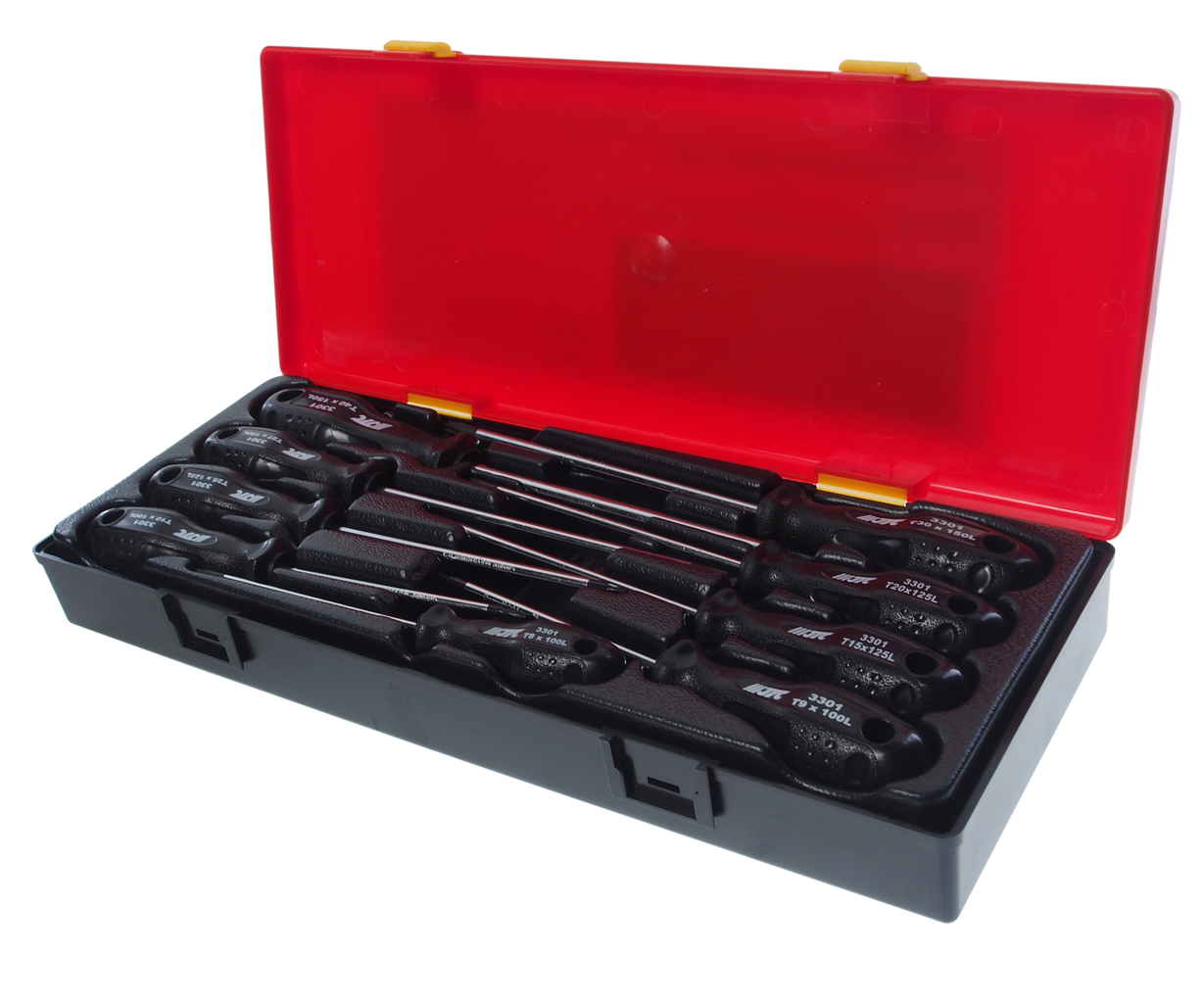 JTC-K7091 - Набор отверток TORX T8-T40 9 предметов в кейсе JTC - 
Комплектация: отвертки TORX (9 шт.)

ТВ, Т9, Т10, Т15, Т20, Т25, Т27, Т30, Т40.


