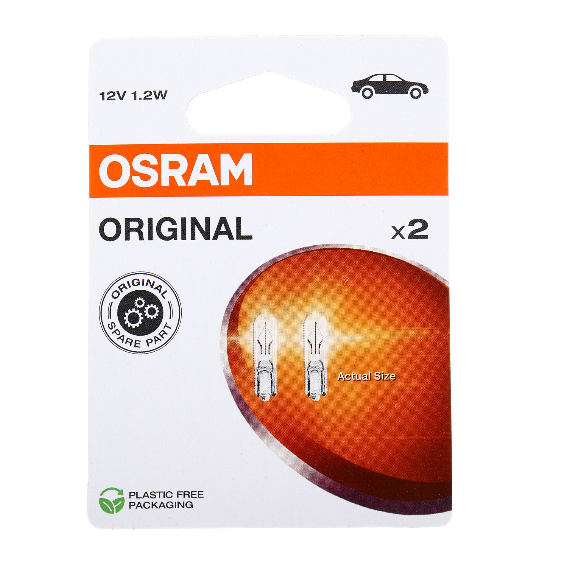 Автолампа W1.2W (W2*4.6d) (2шт) 12V OSRAM /1/10