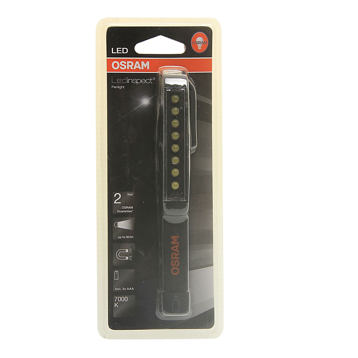 Фонарь LEDINSPECT PENLIGHT IL203 BLACK ручка магнитная 8 LED 3*ААА 1.8х16х2см OSRAM /1/24