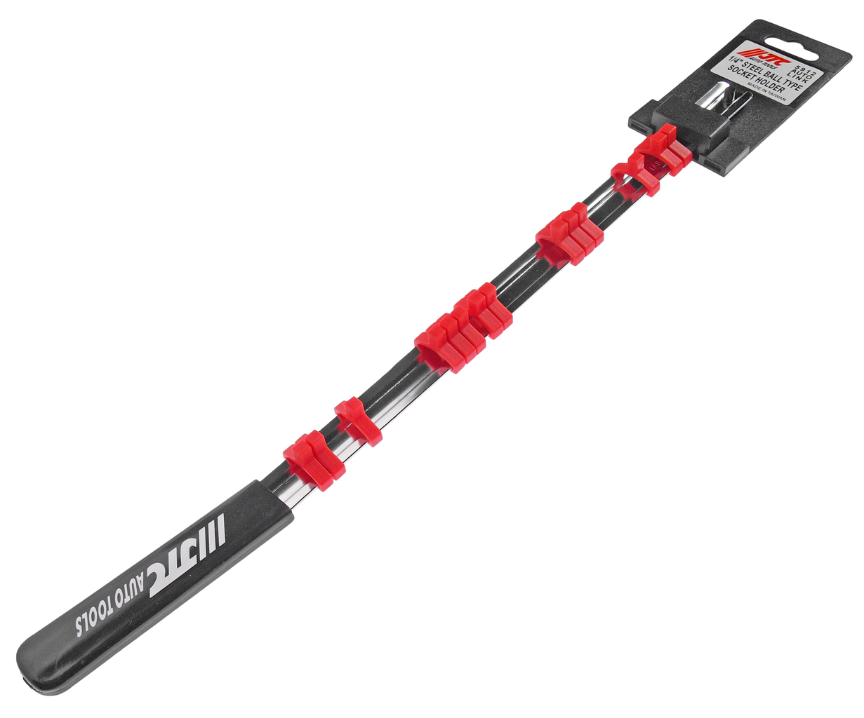 JTC-5912 - Держатель головок 1/4" L=445мм стальная рейка 14шт. (пластиковая рукоятка) JTC -  
Шариковый фиксатор обеспечивает надежное хранение головок. 
Пластиковая рукоятка обеспечивает удобный захват и перемещение планки. 
Различная цветовая индикац
