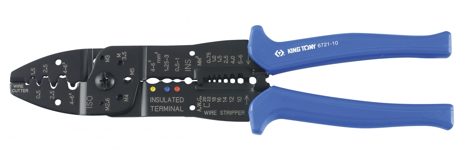 KING TONY Пассатижи 250 мм, для зачистки изоляции и обжима контактов