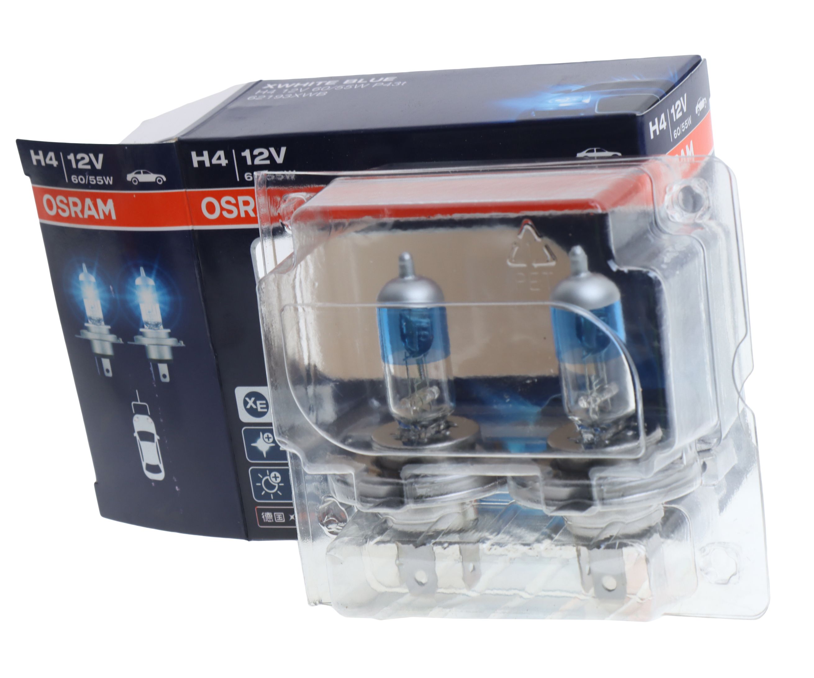 Автолампа H4 (60/55) P43t-38+30% XWHITE BLUE 4000K (2шт) 12V OSRAM /1/10/100