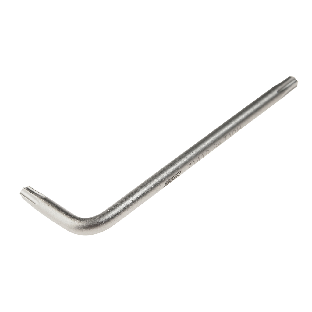 JTC-71410 - Ключ TORX Г-образный T10H с отверстием JTC - 
Материал: S2 сталь.
Размер: T10H.
Размер удлиненной части: 51 мм.
Размер короткой части: 17 мм.
