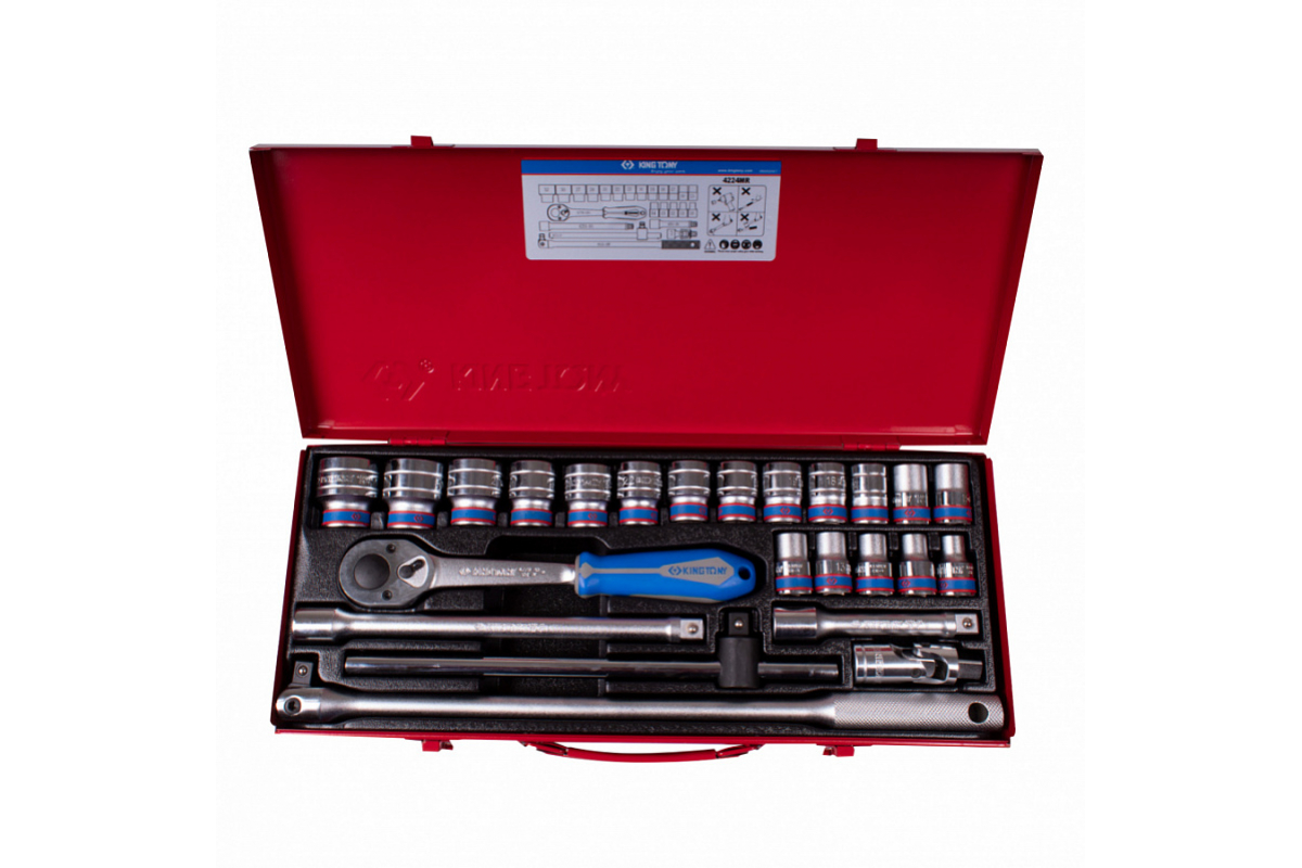 Набор торцевых головок с принадлежностями 1/2"", двенадцатигранные, 10-32 мм, 24 предмета