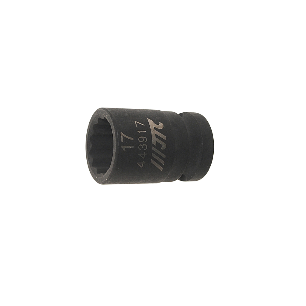 JTC-443917 - Головка торцевая 1/2" 17мм 12-ти гранная ударная L=38мм JTC - 
12 граней, метрический размер.
Общая длина: 38 мм.
Размер: 1/2" Dr.х17 мм.
Изготовлена из высококачественной хром-молибденовой стали.
