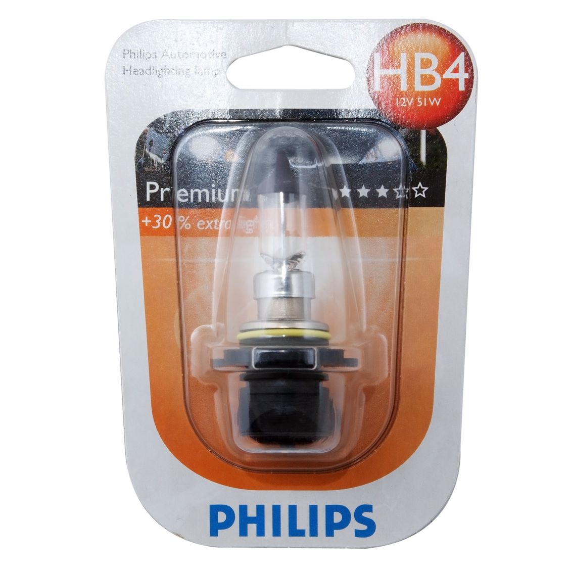 Автолампа HB4/9006 (55) P22d+30% PREMIUM (блистер) 12V PHILIPS /1/10