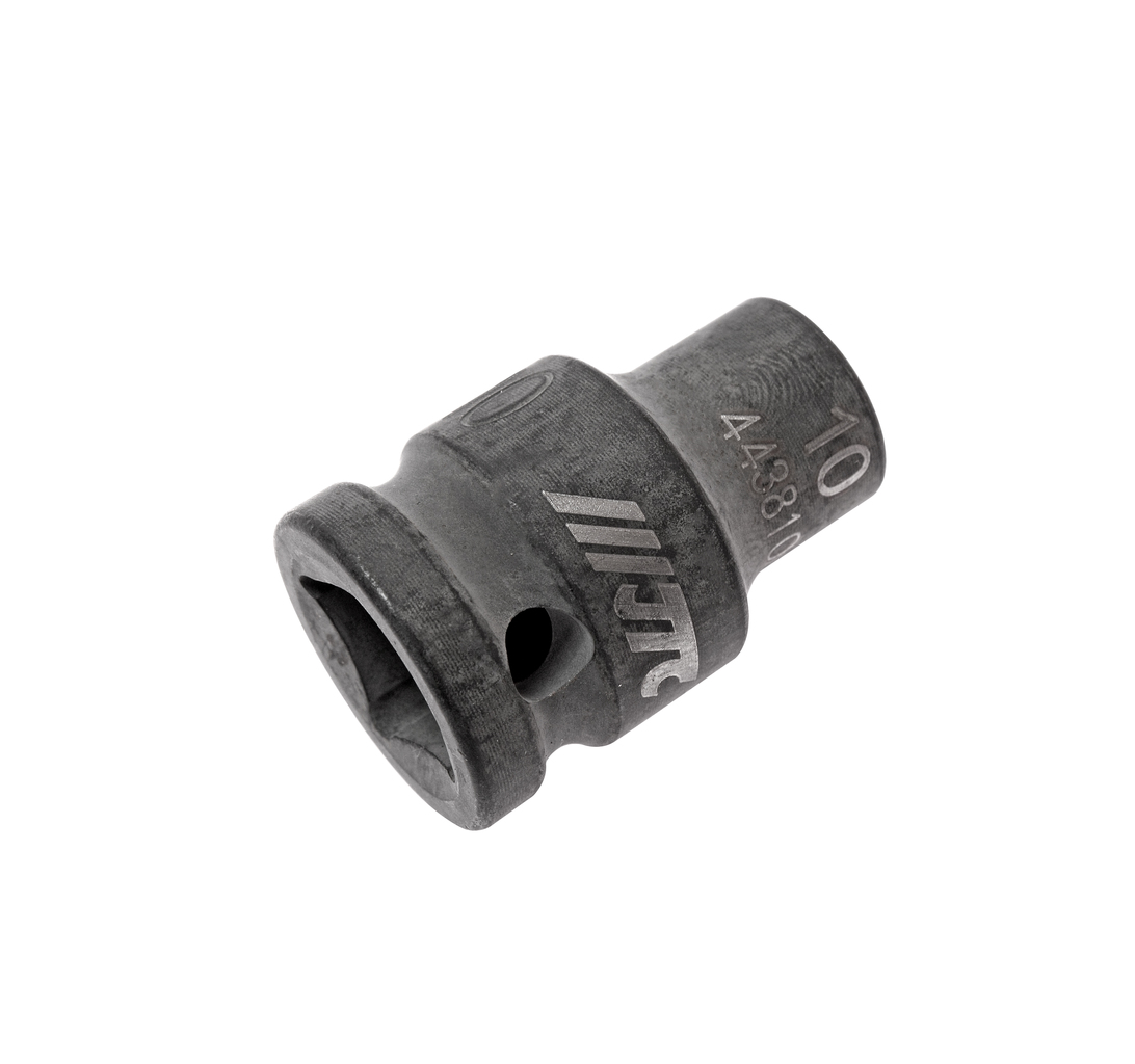 JTC-443810 - Головка торцевая 1/2" 10мм ударная L=38мм JTC - 
  6 граней, метрический размер. 
  Изготовлена из высококачественной хром-молибденовой стали. 
  Размер: 1/2"х10 мм.
  Общая длина: 38 мм. 
  Количество в оптовой упаковке: 10 шт. и 2