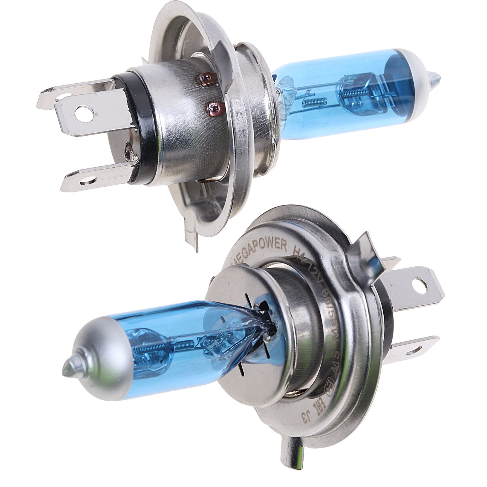 Автолампа H4 (60/55) P43t-38 BLUE WHITE 4300K (бокс, 2шт) 12V MEGAPOWER /1/10
