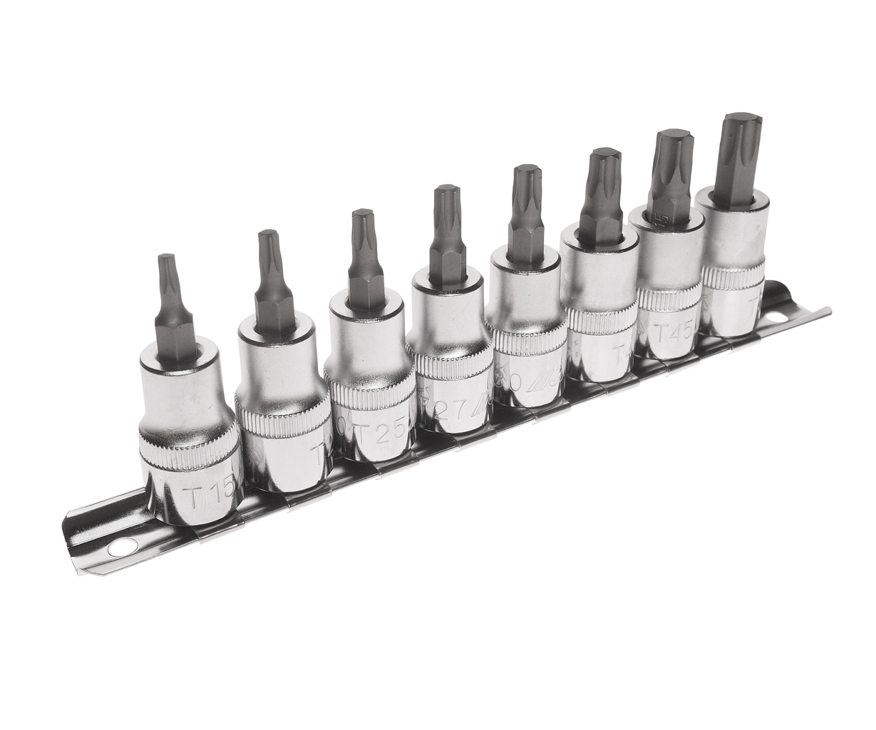 JTC-H308T - Набор бит-головок 3/8" TORX T15-T50 8 предметов JTC - 
В комплекте: T15, T20, T25, T27, T30, T40, T45, T50.
Габаритные размеры: 270/120/30 мм. (Д/Ш/В)
Вес: 400 гр.

