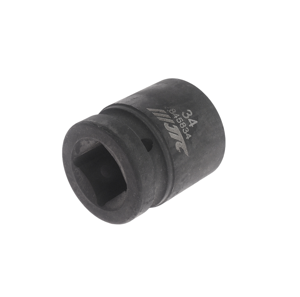 JTC-845834 - Головка торцевая 1" 34мм ударная L=62мм JTC -  
Изготовлена из высококачественной хром-молибденовой стали.   
6 граней, метрический размер. 
Размер: 1"х34 мм. 
Длина: 62 мм  
Габаритные размеры: 70/65/65 мм. (Д/Ш/В)  
Вес: 675 гр. 