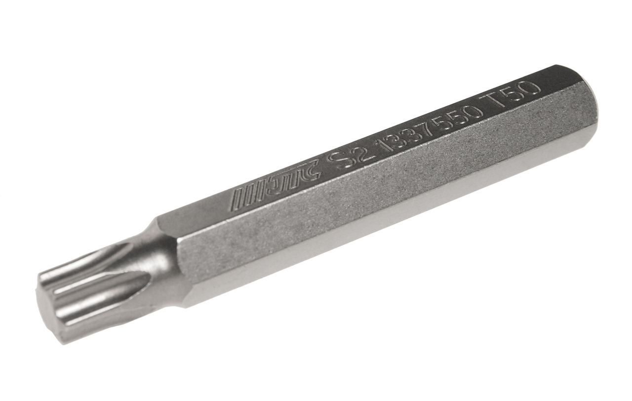 JTC-1337550 - Бита TORX Т50х75мм 10мм удлиненная S2 JTC - 
Размер: Т50 х 75 мм., удлиненная TORX.
Длина насадки: 10 мм.
Материал: S2 сталь.
