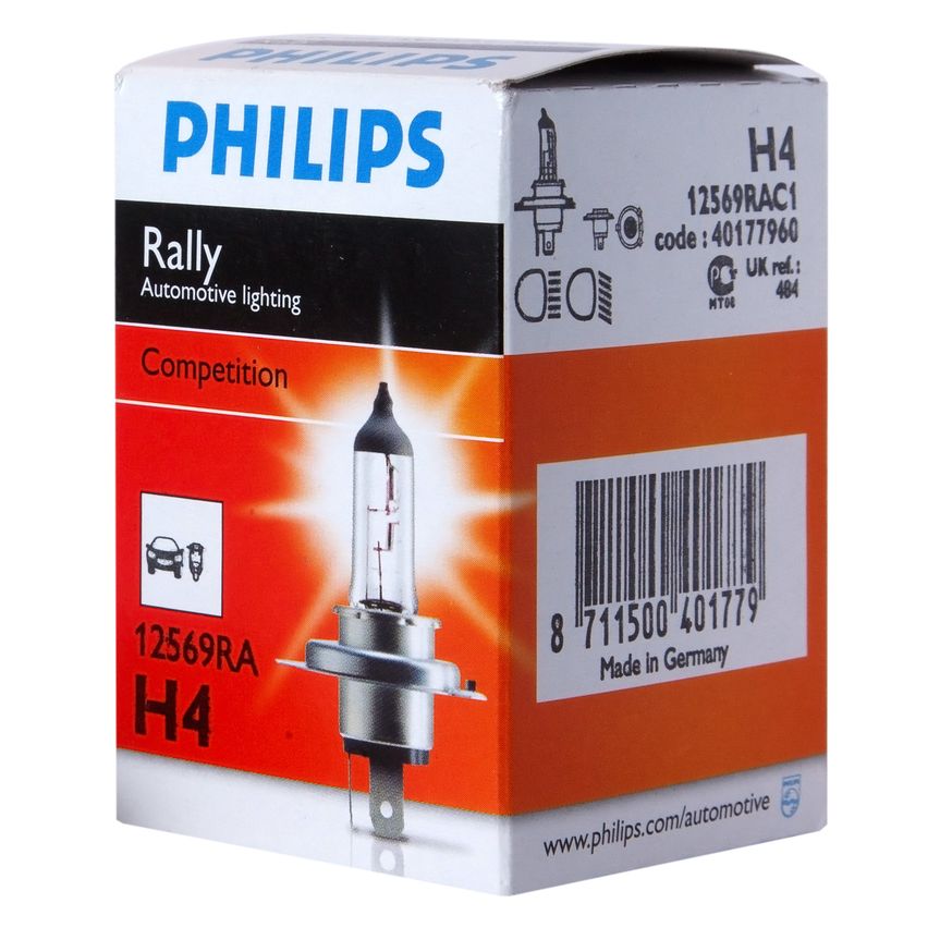 Автолампа H4 (100/90) P43t-38 RALLY 12V PHILIPS /1/10/100 HIT