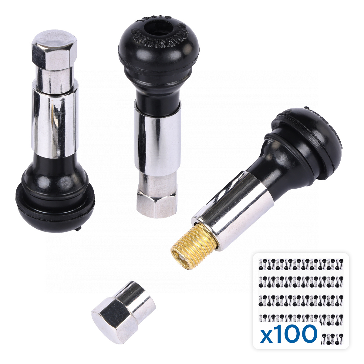 Вентиль для бескамерных шин хромированный, 100 шт. NORDBERG TR414C