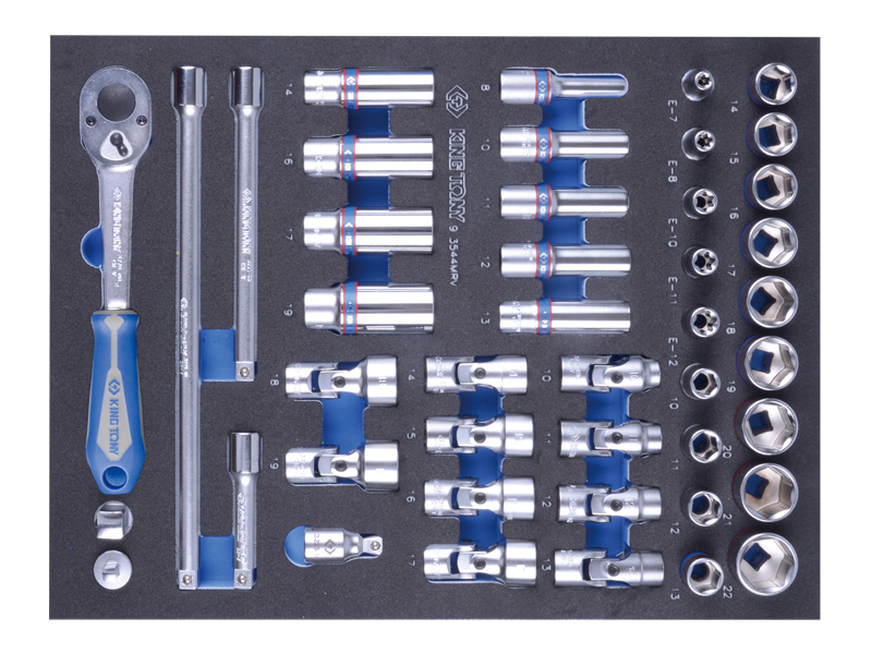 Набор торцевых головок 3/8 с принадлежностями,  44 предмета king tony 9-3544mrv
